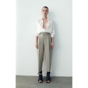 ZARA taupe high-waisted pants